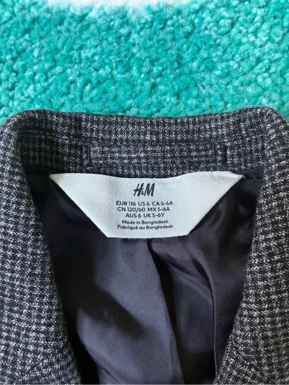 H&M Boys Checked Woven Suit (Grey/Black) Size 6 - Picture 5 of 13